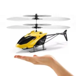 Generic Christmas Store 33 GENERIC Mini RC Infrared Induction Helicopter Aircraft Drone Flashing Light Toys Christmas Gift Yellow