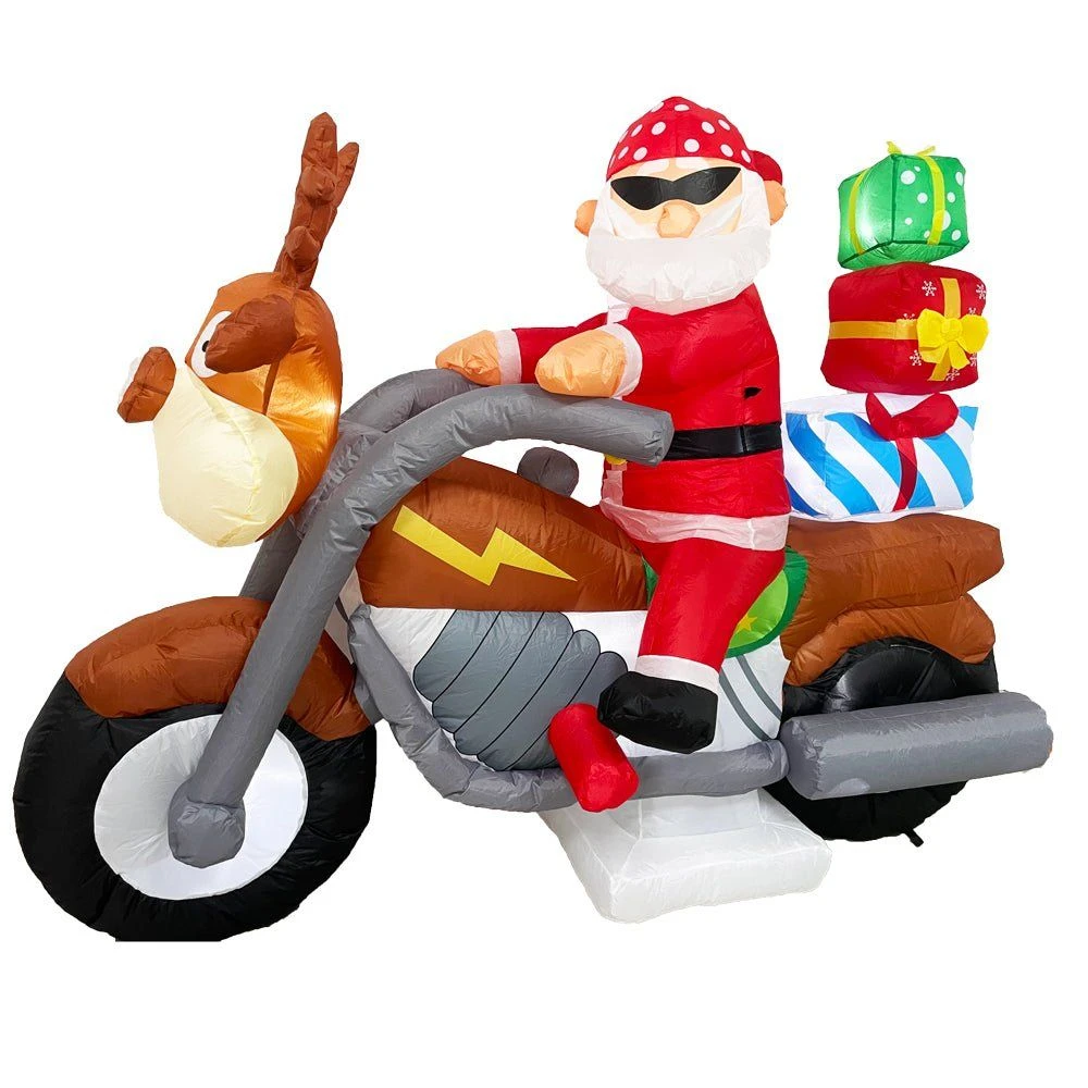 GENERIC Radiant Christmas Lights Elk Motorcycle Gift Xmas Inflatable Santa 2.1m Long 3 GENERIC Radiant Christmas Lights Elk Motorcycle Gift Xmas Inflatable Santa 2.1m Long