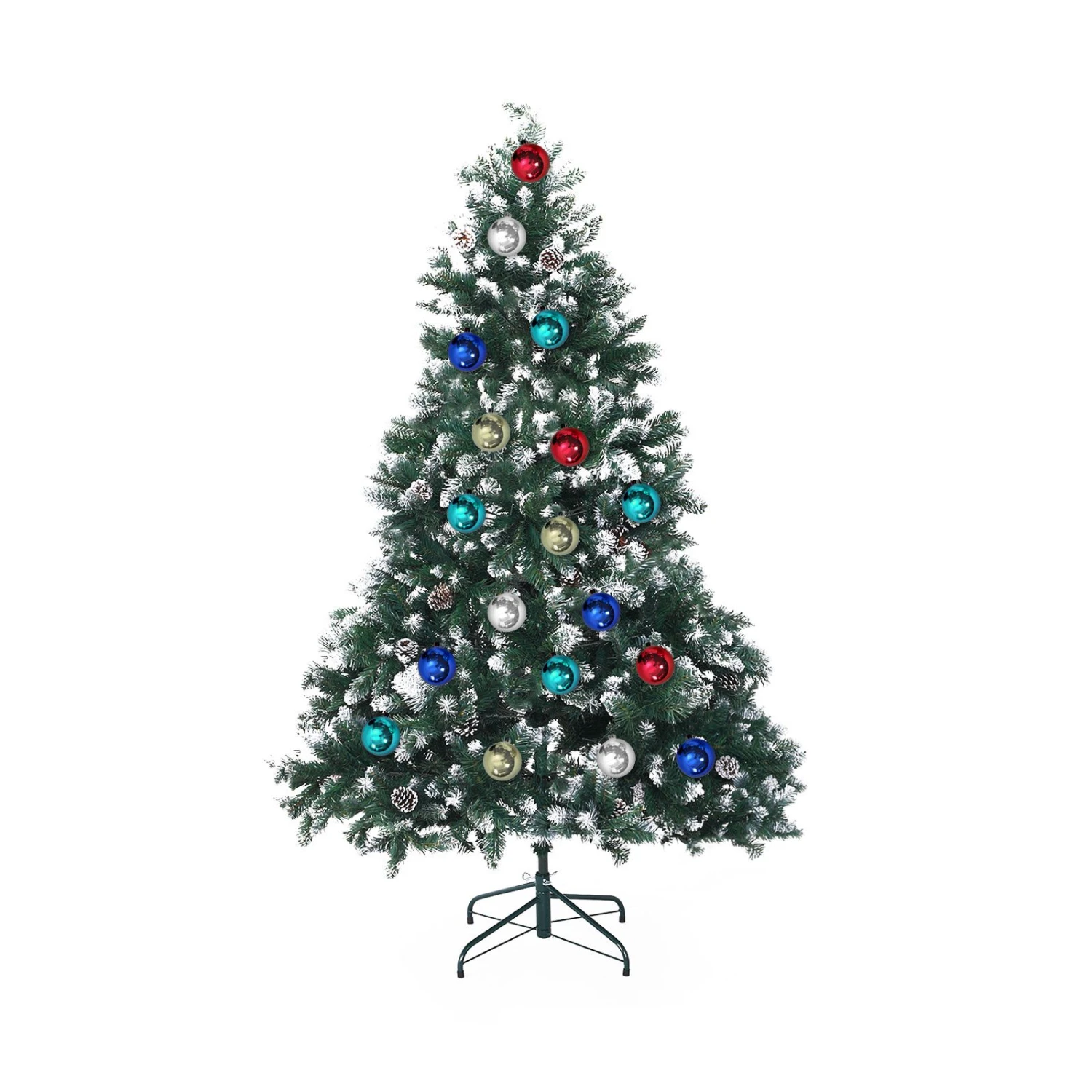Snowy Christmas Tree Xmas Pine Cones 5Ft 150cm 720 Tips + Bauble Balls 3 Snowy Christmas Tree Xmas Pine Cones 5Ft 150cm 720 Tips + Bauble Balls