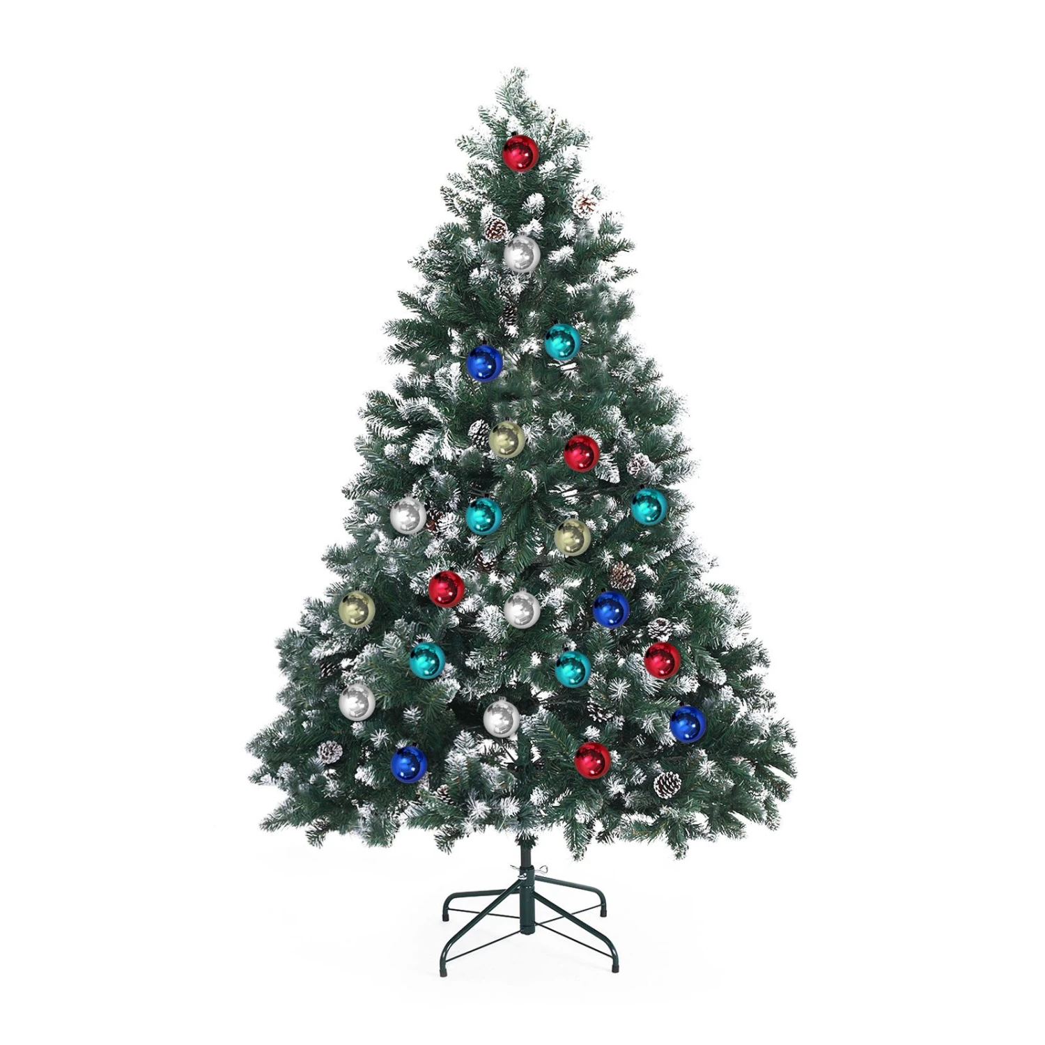 Snowy Christmas Tree Xmas Pine Cones 6Ft 180cm 930 Tips + Bauble Balls 3 Snowy Christmas Tree Xmas Pine Cones 6Ft 180cm 930 Tips + Bauble Balls