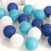 1 Set Of 20 LED Blue 5cm Cotton Ball Battery Powered String Lights Christmas Gift Home Wedding Party Boys Bedroom Decoration Indoor Table Centrepiece -Generic Christmas Store v382 blueballbatt20 68319 00