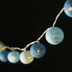 1 Set Of 20 LED Blue 5cm Cotton Ball Battery Powered String Lights Christmas Gift Home Wedding Party Boys Bedroom Decoration Indoor Table Centrepiece 7 1 Set Of 20 LED Blue 5cm Cotton Ball Battery Powered String Lights Christmas Gift Home Wedding Party Boys Bedroom Decoration Indoor Table Centrepiece -Generic Christmas Store v382 blueballbatt20 68319 02