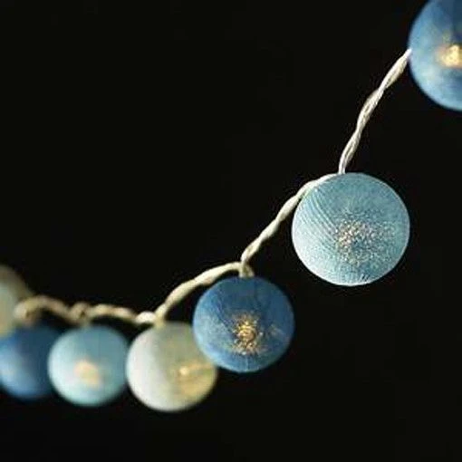 1 Set Of 20 LED Blue 5cm Cotton Ball Battery Powered String Lights Christmas Gift Home Wedding Party Boys Bedroom Decoration Indoor Table Centrepiece 5 1 Set Of 20 LED Blue 5cm Cotton Ball Battery Powered String Lights Christmas Gift Home Wedding Party Boys Bedroom Decoration Indoor Table Centrepiece - Image 3