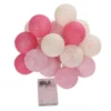 1 Set Of 20 LED Pink 5cm Cotton Ball Battery Powered String Lights Christmas Gift Home Wedding Party Girl Bedroom Decoration Outdoor Indoor Table -Generic Christmas Store v382 pinkballbatt20 68333 00