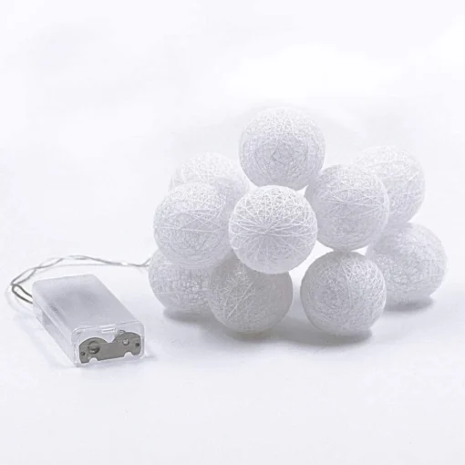 1 Set Of 20 LED White 5cm Cotton Ball Battery Powered String Lights Christmas Gift Home Wedding Party Bedroom Decoration Outdoor Indoor Table Centrepiece 6 1 Set Of 20 LED White 5cm Cotton Ball Battery Powered String Lights Christmas Gift Home Wedding Party Bedroom Decoration Outdoor Indoor Table Centrepiece -Generic Christmas Store v382 whballbatt20 68332 00