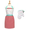 Ladelle Set Of 2 Merry And Bright Christmas Oven Mitt & Apron Kitchen Set