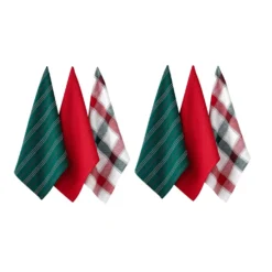 Ladelle Set Of 6 Christmas Brick Cotton Tea Towels Design 4