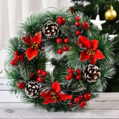 Generic Christmas Store 17 Christmas Wreath Door Garland Decoration Front Door Hanging Flowers Tree Decor(H1-2)