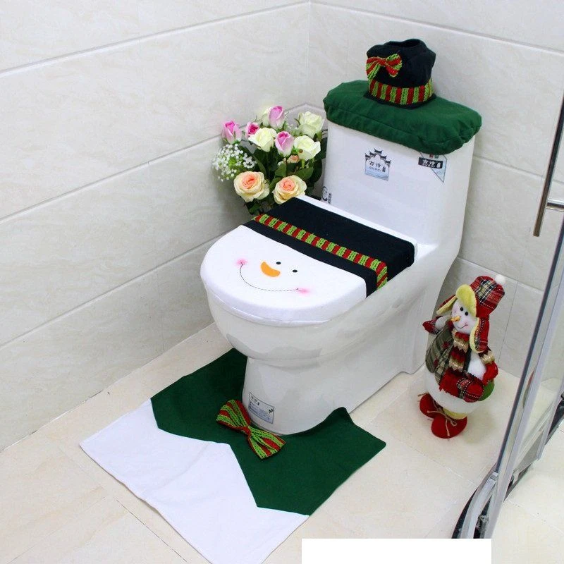 4pcs Christmas Toilet Seat Cover Rug Bathroom Set Santa Snowman Xmas Home Décor, Snowman B 3 4pcs Christmas Toilet Seat Cover Rug Bathroom Set Santa Snowman Xmas Home Décor, Snowman B