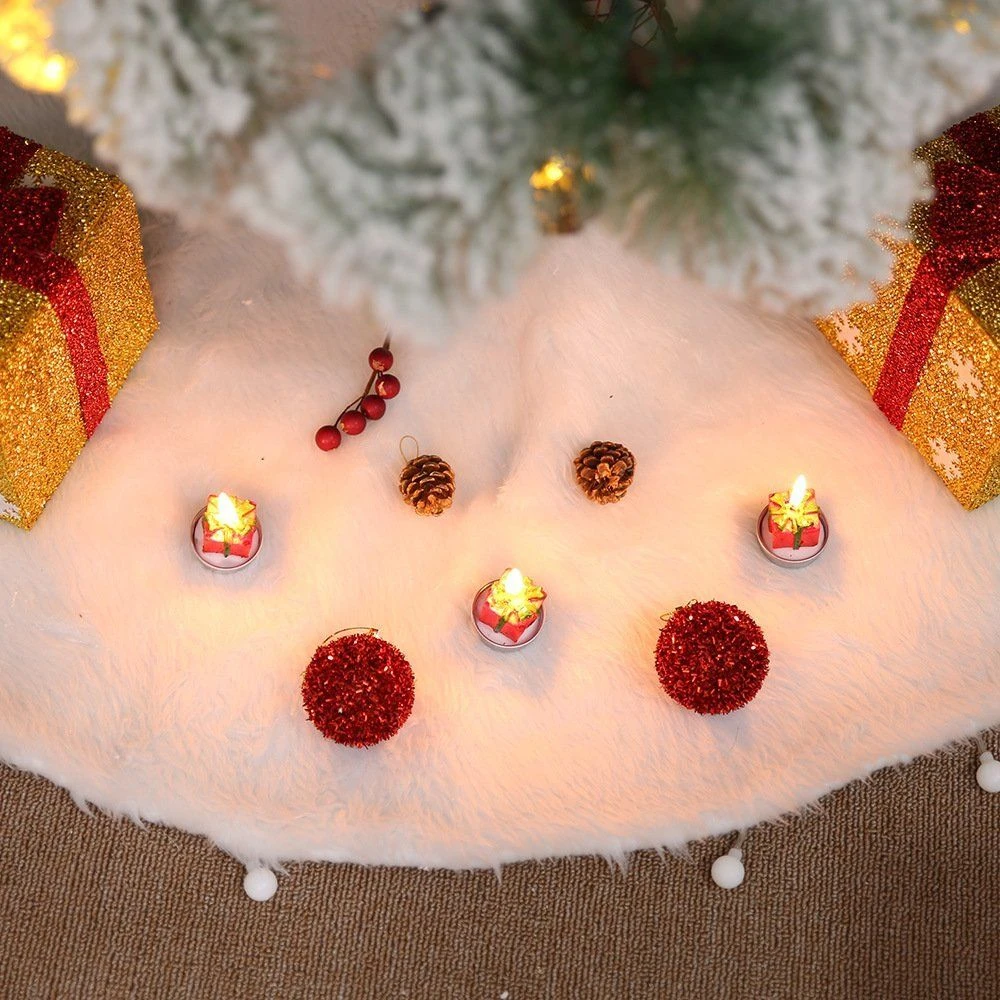 60/78/90/122cm Christmas Snow Plush Tree Skirt Xmas Base Floor Mat Cover Decor, 122cm (48") 4 60/78/90/122cm Christmas Snow Plush Tree Skirt Xmas Base Floor Mat Cover Decor, 122cm (48") - Image 2