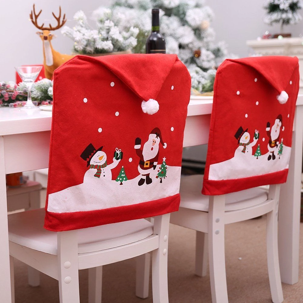 6-10x Christmas Santa Hat Chair Covers Table Cloth Dinner Home Décor Ornaments, 10PCS Chair Covers 4 6-10x Christmas Santa Hat Chair Covers Table Cloth Dinner Home Décor Ornaments, 10PCS Chair Covers - Image 2