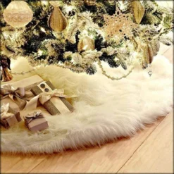 60/78/90/122cm Christmas Snow Plush Tree Skirt Xmas Base Floor Mat Cover Decor, 150cm (59") -Generic Christmas Store v474 231374 103598 02