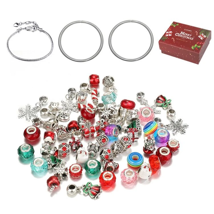 TheliCraft 63pcs Christmas DIY Bracelets Jewelry Kit Kids Gift Charm Crystal Pendant Seed Beads For Bracelet Making 4 TheliCraft 63pcs Christmas DIY Bracelets Jewelry Kit Kids Gift Charm Crystal Pendant Seed Beads For Bracelet Making - Image 2