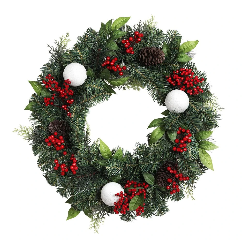 Jingle Jollys 2FT 60CM Christmas Wreath With Decor Xmas Tree Decoration 3 Jingle Jollys 2FT 60CM Christmas Wreath With Decor Xmas Tree Decoration