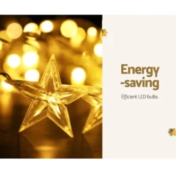 Jingle Jollys Solar Christmas Lights 80 LED 3M Icicle Light Star Decorations -Generic Christmas Store xmas cur300 1m star warm 89809 02