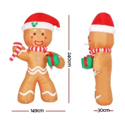 Jingle Jollys Christmas Inflatable Gingerbread Man 2.4M Illuminated Decorations -Generic Christmas Store xmas inf ginger 8ft 88792 01