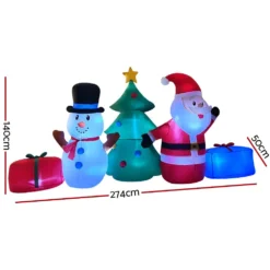 Jingle Jollys Christmas Inflatable Tree Snowman 2.7M Illuminated Decorations -Generic Christmas Store xmas inf san sno 9ft 01
