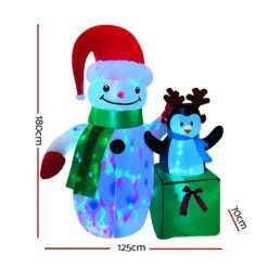 Jingle Jollys Christmas Inflatable Snowman 1.8M Illuminated Decorations -Generic Christmas Store xmas inf sno plight 6ft 01