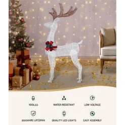 Jingle Jollys Christmas Lights 150cm Reindeer 100 LED Decorations 7 Jingle Jollys Christmas Lights 150cm Reindeer 100 LED Decorations -Generic Christmas Store xmas mot 1deer mov warm 23494 02