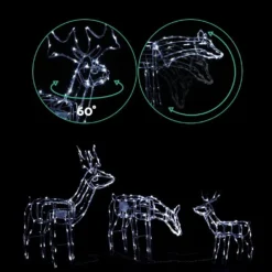 GENERIC Jingle Jollys Christmas LED Motif Lights Rope Reindeer Waterproof Outdoor -Generic Christmas Store xmas mot 3deers mov wh 02