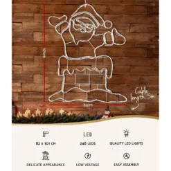 Jingle Jollys Christmas Lights 101cm Santa 248 LED Decorations -Generic Christmas Store xmas mot d santa red 89816 02