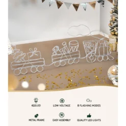 Jingle Jollys Christmas Lights 210cm Train 631 LED Decorations -Generic Christmas Store xmas mot d train mc 02