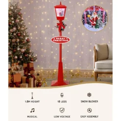 Jingle Jollys 1.8M Christmas Lamp Post Lights LED Outdoor Decorations -Generic Christmas Store xmas mot lamp 6ft red 89804 02