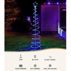 Jingle Jollys Solar Christmas Tree 2.4m Motif Lights 8 Modes Multi Colour 7 Jingle Jollys Solar Christmas Tree 2.4m Motif Lights 8 Modes Multi Colour -Generic Christmas Store xmas mot tree solar 24 mc 88656 02
